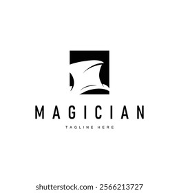 black hat magician logo simple design illustration template typical appearance of magician with hat