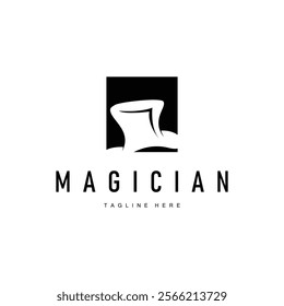 black hat magician logo simple design illustration template typical appearance of magician with hat