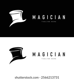 black hat magician logo simple design illustration template typical appearance of magician with hat