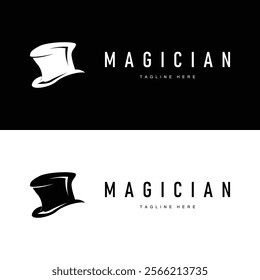 black hat magician logo simple design illustration template typical appearance of magician with hat