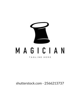 black hat magician logo simple design illustration template typical appearance of magician with hat