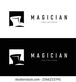 black hat magician logo simple design illustration template typical appearance of magician with hat