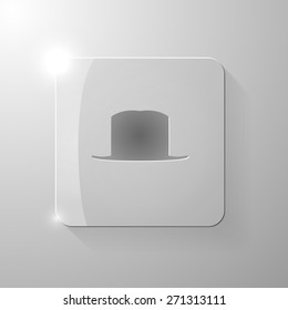 Black hat on a glass square, vector illustration