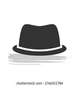 black hat on a white background, sign for design, vector illustration