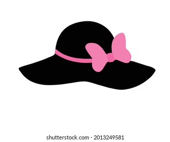 black hat with pink fat isolated on a white background