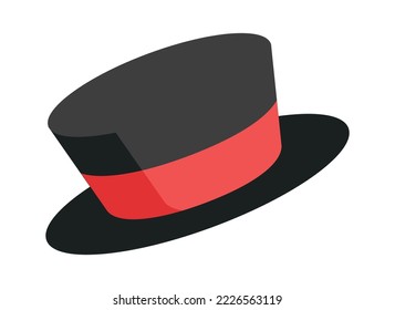 Black hat with red ribbon flat icon Christmas emoji