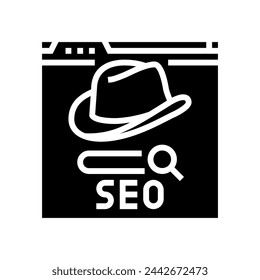 sombrero negro seo icono de glifo vector. sombrero negro seo signo. símbolo aislado ilustración