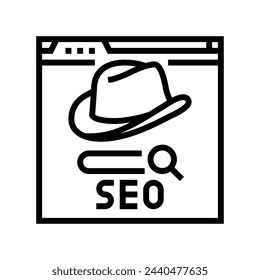black hat seo line icon vector. black hat seo sign. isolated contour symbol black illustration