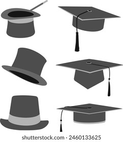 Black hat set collection vector illustration