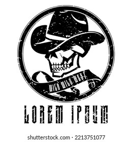 
black hat skull logo vector
