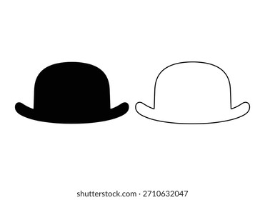 Vector de silueta de diseño de icono de moda de Ilustración vectorial de sombrero negro sobre fondo blanco.