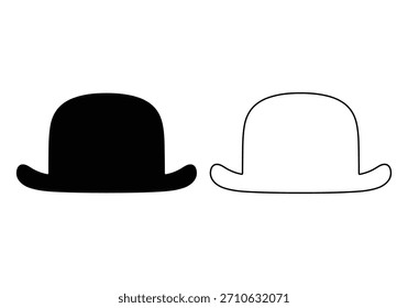 Vector de silueta de diseño de icono de moda de Ilustración vectorial de sombrero negro sobre fondo blanco.