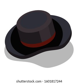 Black hat. Vector isometric illustration.