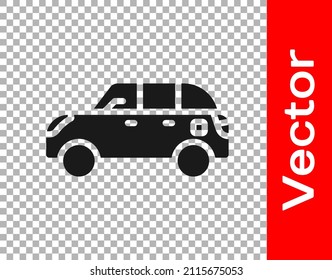Black Hatchback car icon isolated on transparent background.  Vector
