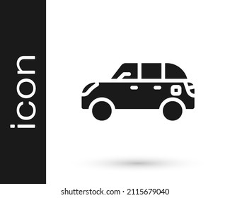 Black Hatchback car icon isolated on white background.  Vector