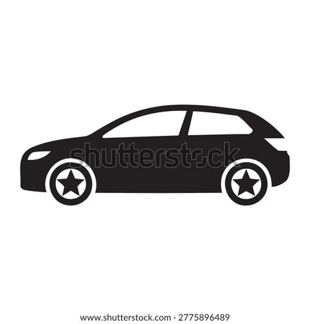 Black hatchback compact car silhouette side view vector icon