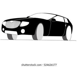 Black hatchback vector illustration isolated