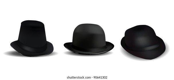 Black Hats Isolated on White