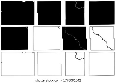 Black Hawk, Benton, Davis, Decatur, Delaware And Emmet County, Iowa (U.S. County, United States Of America, USA, U.S., US) Map Vector Illustration, Scribble Sketch Map