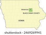 Black Hawk County and city of Waterloo location on Iowa state map