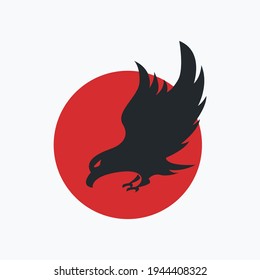 Black Hawk Logo, flying eagle, falcon symbol vector design. Great for mobile app, web design, etc.