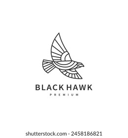 Black hawk monoline vector logo design illustration 2