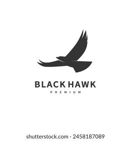 Black hawk silhouette vector logo design illustration