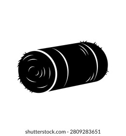 Black hay bale illustration isolated white