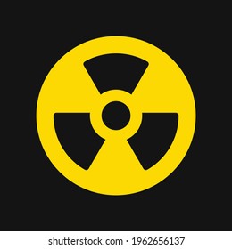 Black hazard radioactive emblem isolated in yellow circle vector illustration.