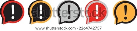 Black hazard warning attention sign or exclamation symbol in a yellow speech bubble icon vector illustration flat style on white background