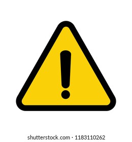 Black hazard warning icon. Danger warning attention symbol, caution sign in yellow triangle isolated vector illustration flat style on white background