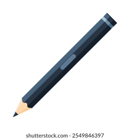 Black HB graphite pencil sharpened with a sleek design. School supplies, stationery, drawing, sketching, writing tool concept. Flat vector illustration isolated on a white background with copy space