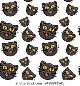 black head cat seamless pattern vector