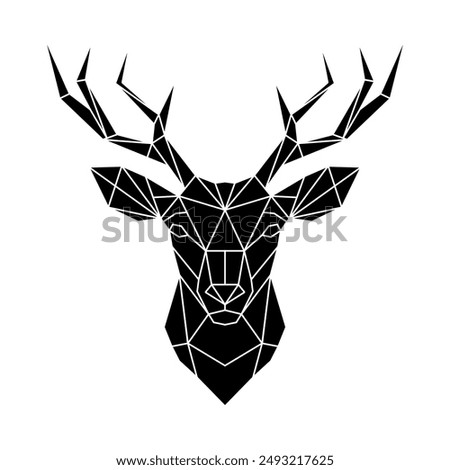 Black head deer polygon icon vector design