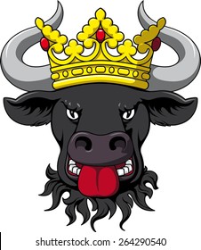 black bullÂ´s head with golden crown - isolated vector