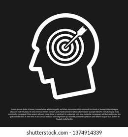 Black Head hunting concept icon isolated on black background. Business target or Employment sign. Human resource and recruitment for business. Vector Illustration