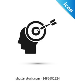 Black Head hunting concept icon isolated on white background. Business target or Employment sign. Human resource and recruitment for business.  Vector Illustration