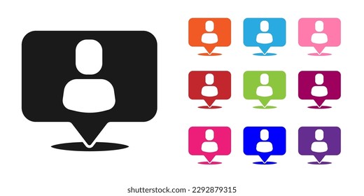 Black Head hunting icon isolated on white background. Business target or Employment sign. Human resource and recruitment for business. Set icons colorful. Vector