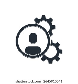 Black Head hunting icon isolated on white background. Business target or Employment sign. Human resource and recruitment for business.  Vector