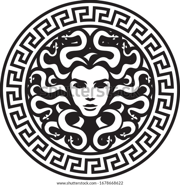 black head medusa circle\
logo