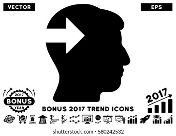 Black Head Plug-In Arrow icon with bonus 2017 trend pictograph collection. Vector illustration style is flat iconic symbols, white background.