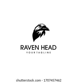 Black Head Raven Bird Animal Logo Design Art Vector