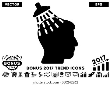 Black Head Shower pictograph with bonus 2017 year trend design elements. Vector illustration style is flat iconic symbols, white background.
