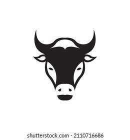 black head simple cow logo design, vector graphic symbol icon sign illustration