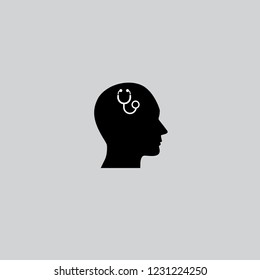 Black Head with Stethoscope. Modern flat design for mobile and web design.Vector isolated illustration