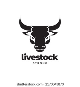 Black Head Strong Cow Cattle Logo Design Vector Graphic Symbol Icon Illustration Creative Idea