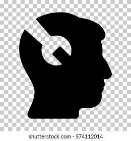 Black Head Surgery Wrench interface toolbar pictogram. Vector pictogram style is a flat symbol on chess transparent background.