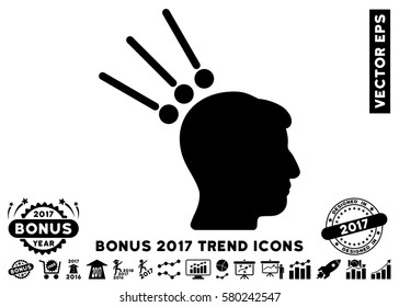 Black Head Test Connectors pictogram with bonus 2017 year trend clip art. Vector illustration style is flat iconic symbols, white background.