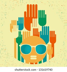Black head woman with strange pattern on her hair. Vector illustration.