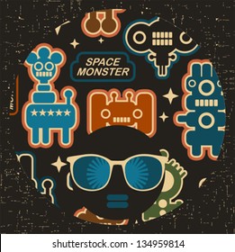 Black head woman with strange pattern on her hair. Vector illustration.